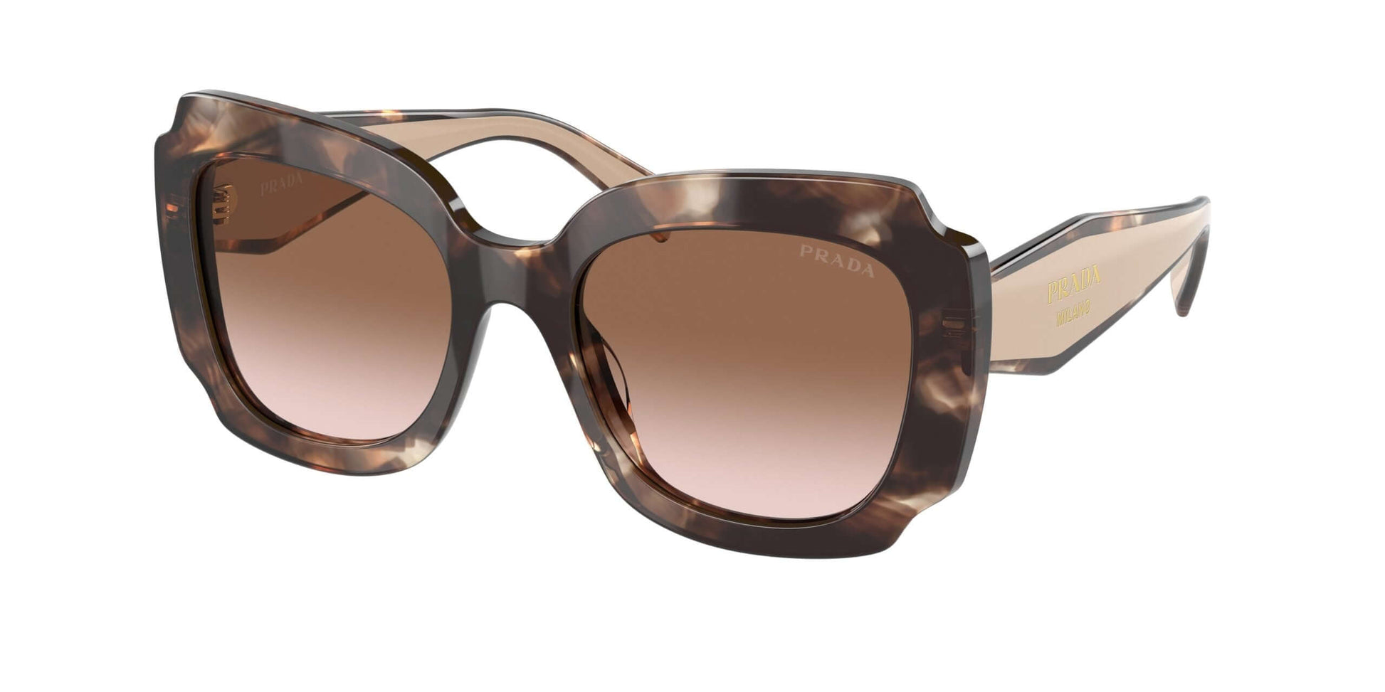 PRADA 0PR 16YS stylish oversized sunglasses with a tortoiseshell frame and gradient lenses, perfect for summer fashion.