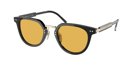 PRADA 0PR 17YS stylish black sunglasses with yellow lenses and unique frame design, perfect for fashion-forward looks.