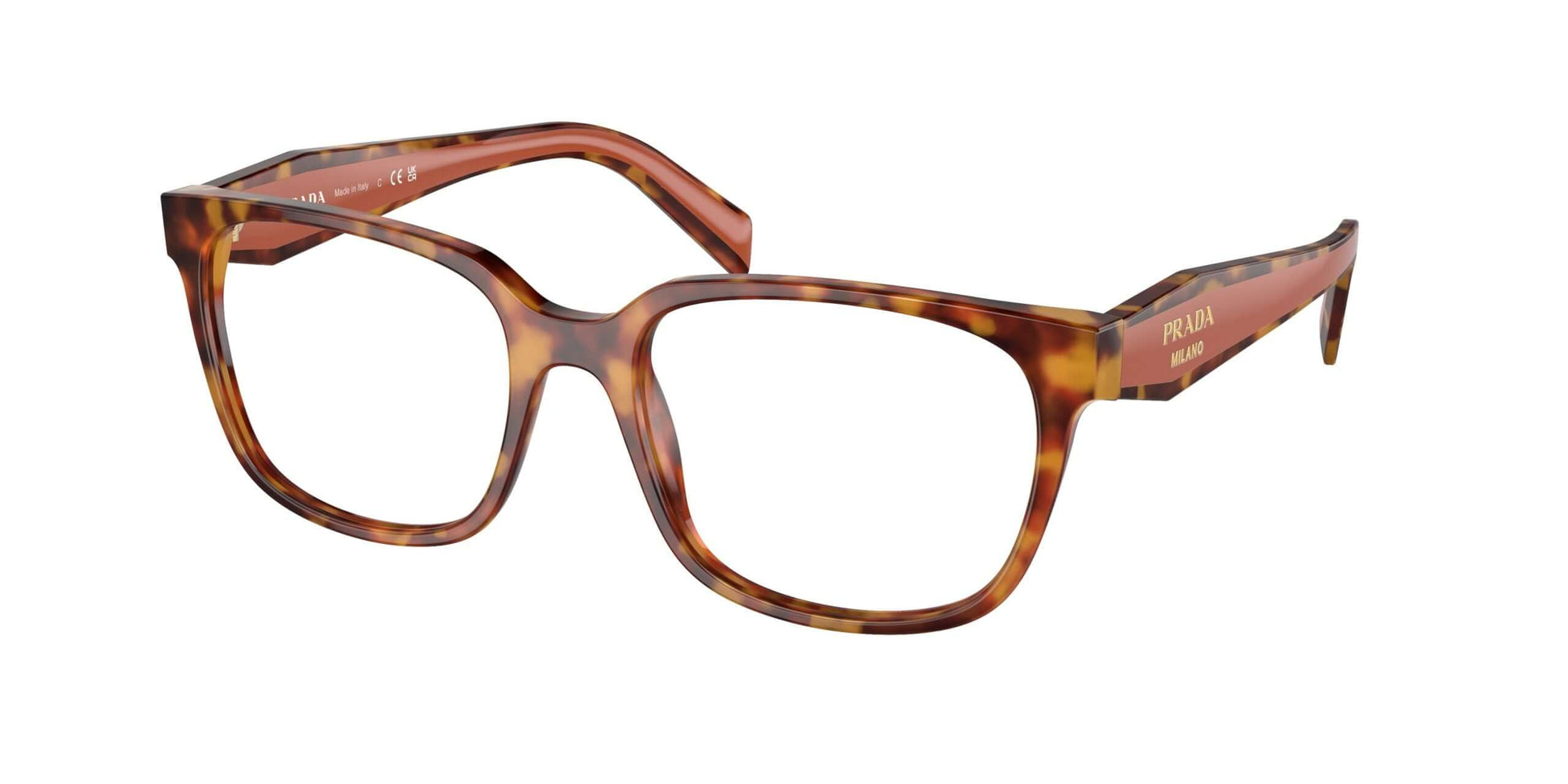 Prada 0PR 17ZV stylish tortoiseshell glasses, featuring a modern square design and elegant frame. Ideal for any occasion.