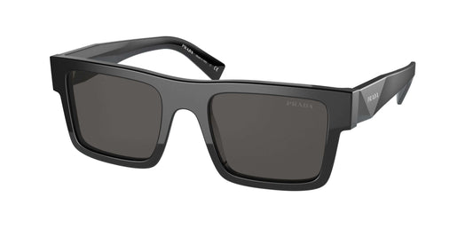 PRADA 0PR 19WS black sunglasses with square frames and dark lenses, perfect for stylish sun protection.