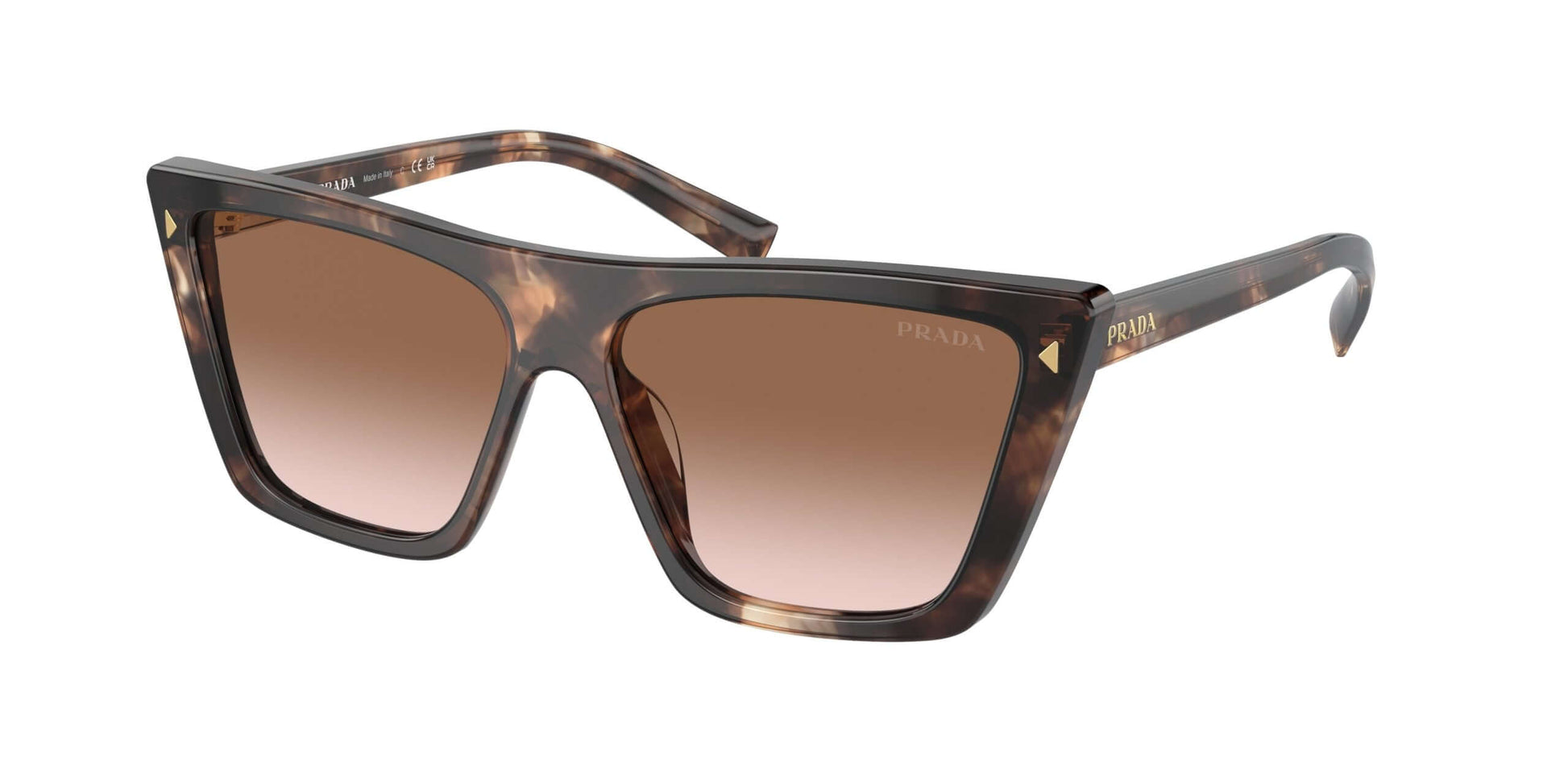 PRADA 0PR 21ZS sunglasses in dark tortoise shell with gradient lenses, stylish oversized design for summer fashion.