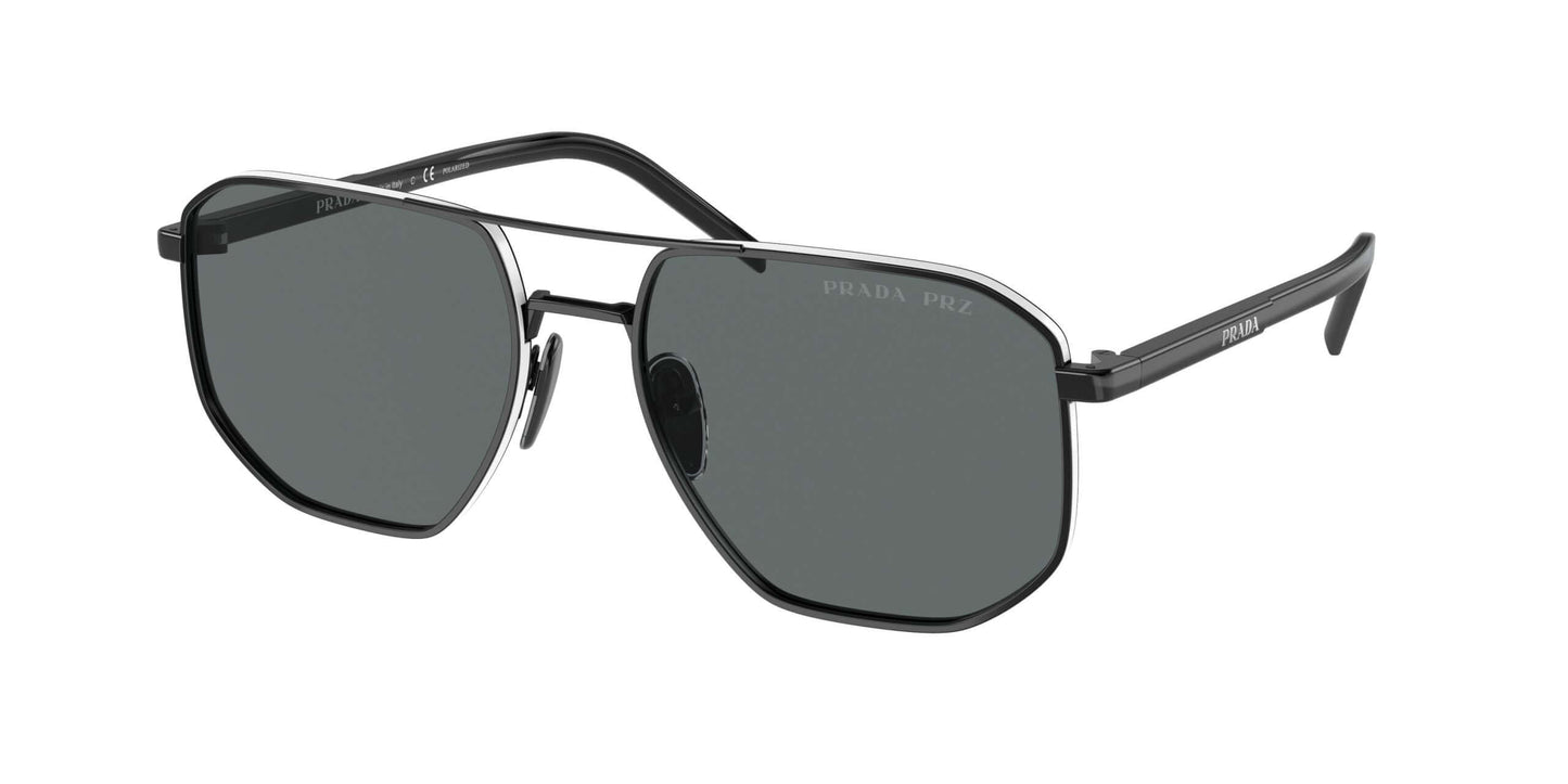 PRADA 0PR 59YS sunglasses in black with green lenses, stylish and modern eyewear for fashion-forward individuals.