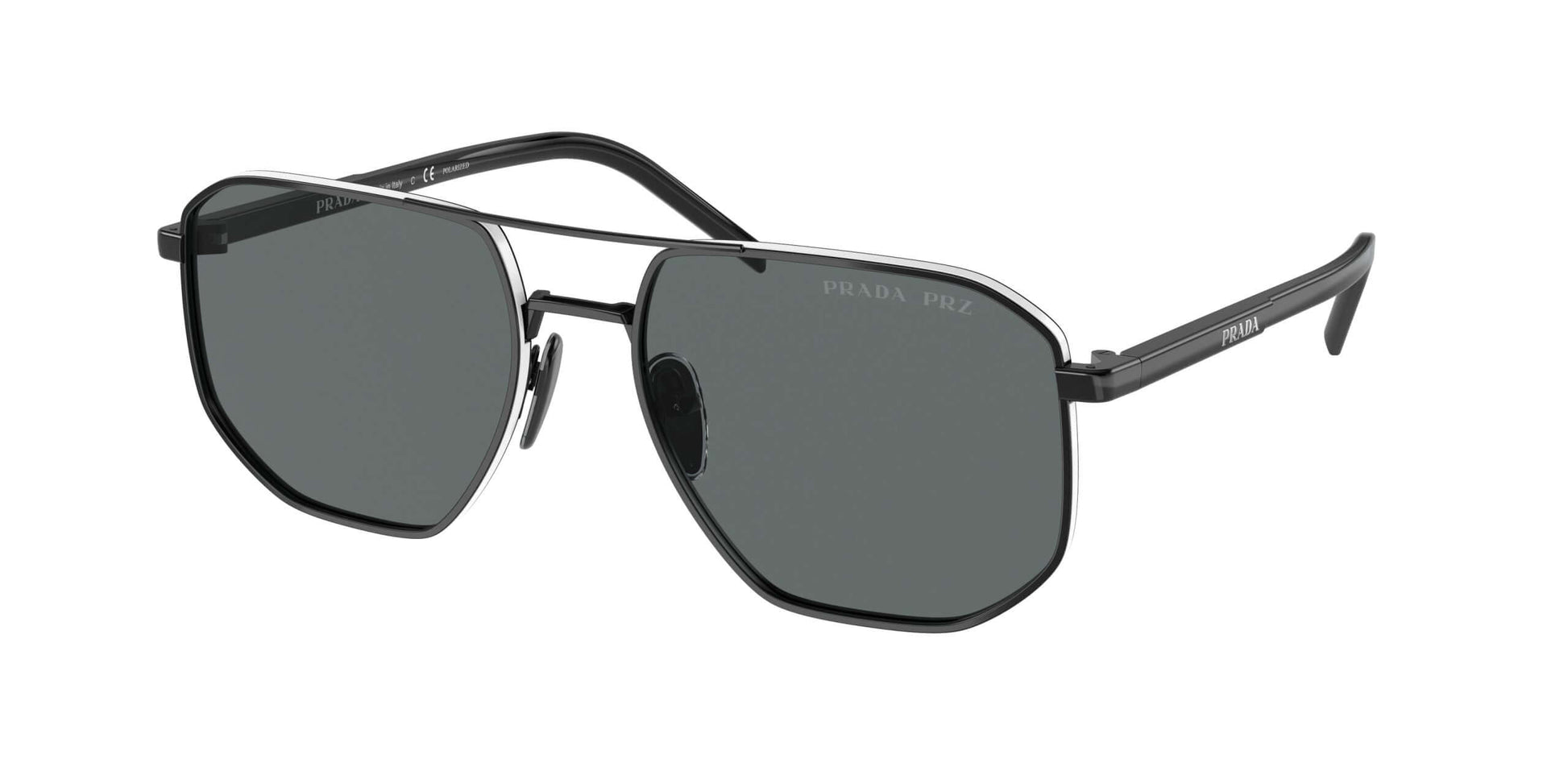 PRADA 0PR 59YS sunglasses in black with green lenses, stylish and modern eyewear for fashion-forward individuals.