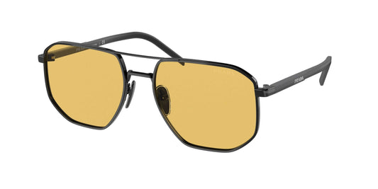 PRADA 0PR 59YS sunglasses with yellow lenses and black frame, offering a stylish and modern accessory for any outfit.