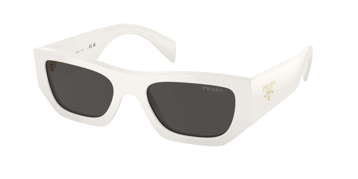 PRADA 0PR A01S white sunglasses with dark lenses and sleek design for stylish summer fashion.