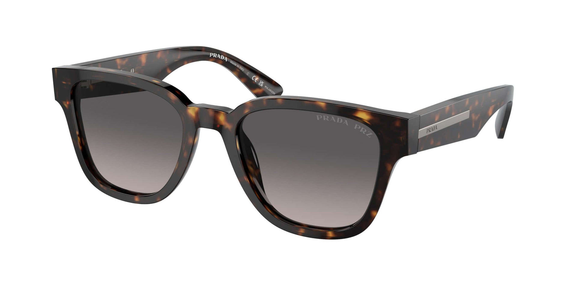 PRADA 0PR A04S stylish oversized sunglasses in tortoiseshell frame with gradient lenses. Perfect for luxury eyewear enthusiasts.