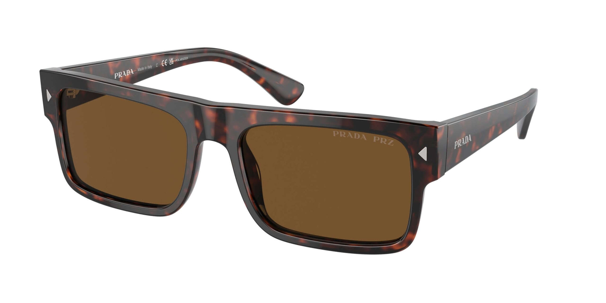 PRADA 0PR A10S sunglasses featuring a stylish tortoiseshell frame and brown lenses, ideal for fashion-forward eyewear lovers.
