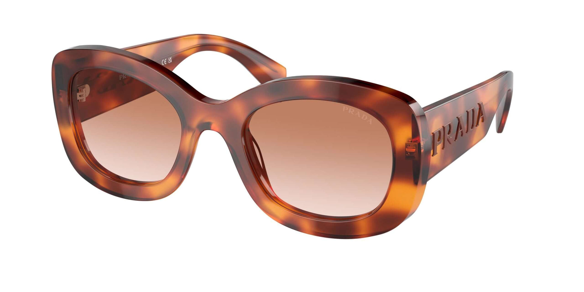 PRADA 0PR A13S sunglasses in tortoiseshell design with gradient lenses, stylish and chic eyewear for fashion enthusiasts.
