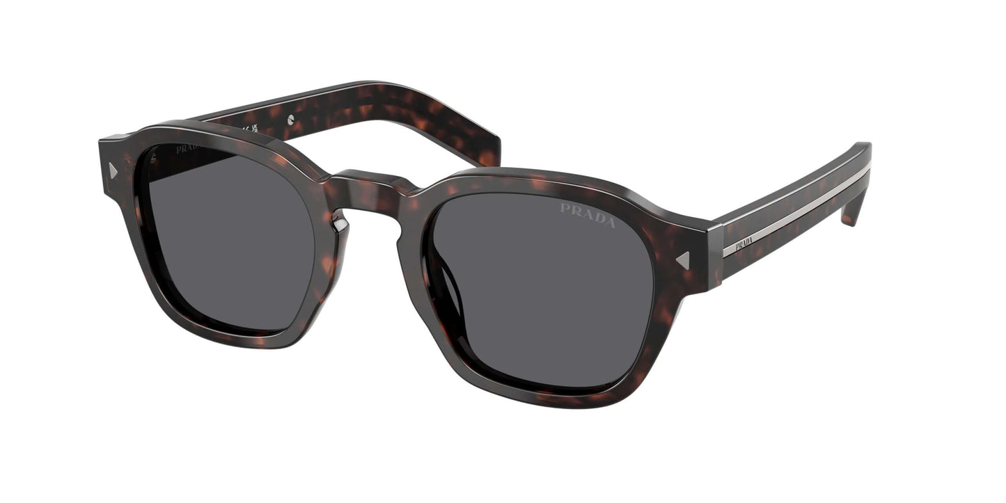 PRADA 0PR A16S sunglasses in brown tortoiseshell frame with gray lenses and stylish design. Perfect for chic summer looks.