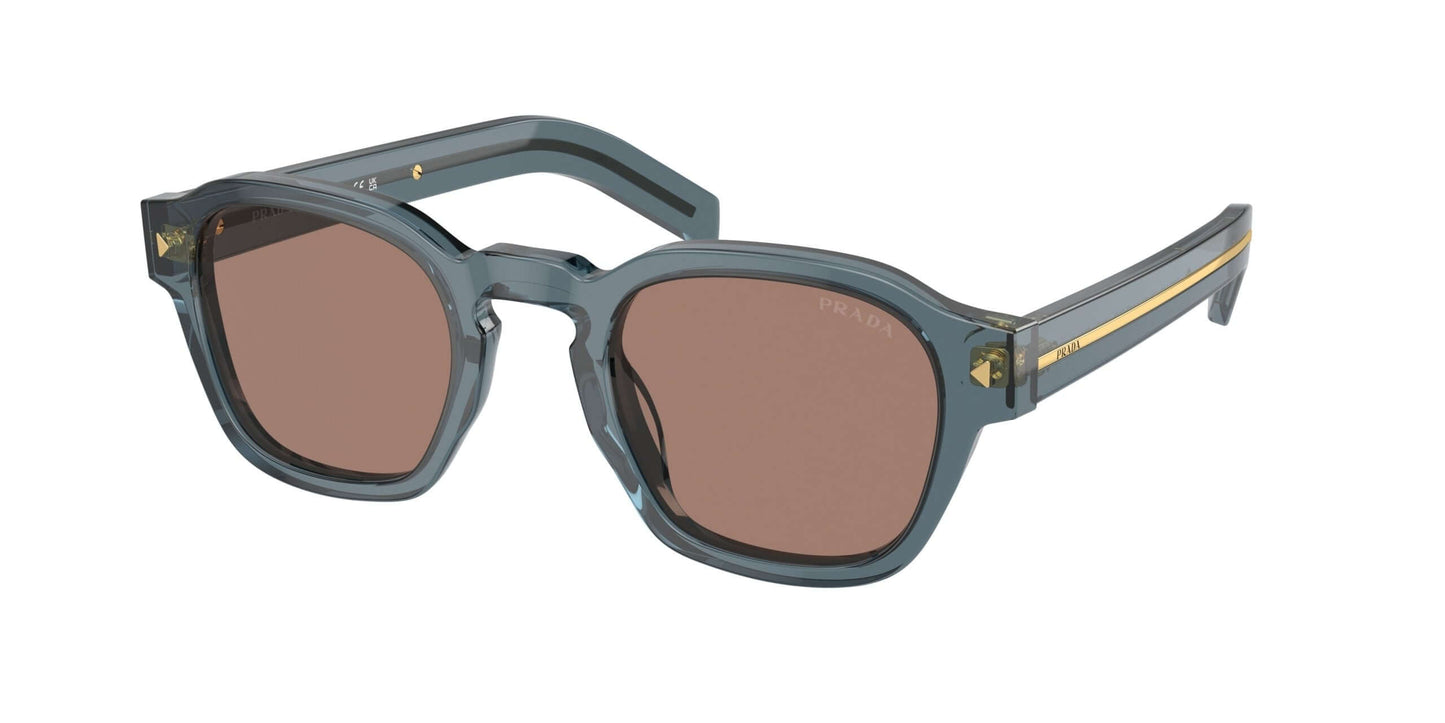 PRADA 0PR A16S stylish sunglasses with gray frames and brown lenses, offering a chic and modern look.