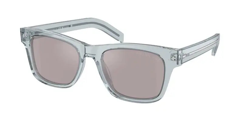 PRADA 0PR A17S sunglasses featuring a clear frame and tinted lenses for stylish sun protection.