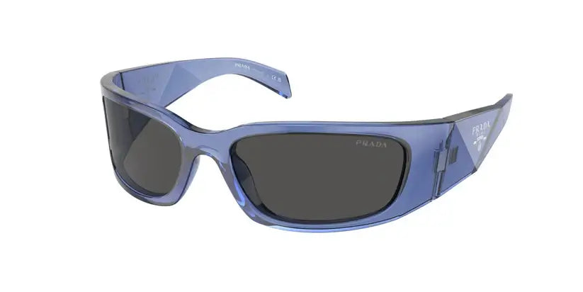 PRADA 0PR A19S stylish blue sunglasses with dark lenses, perfect for adding a chic touch to any outfit.