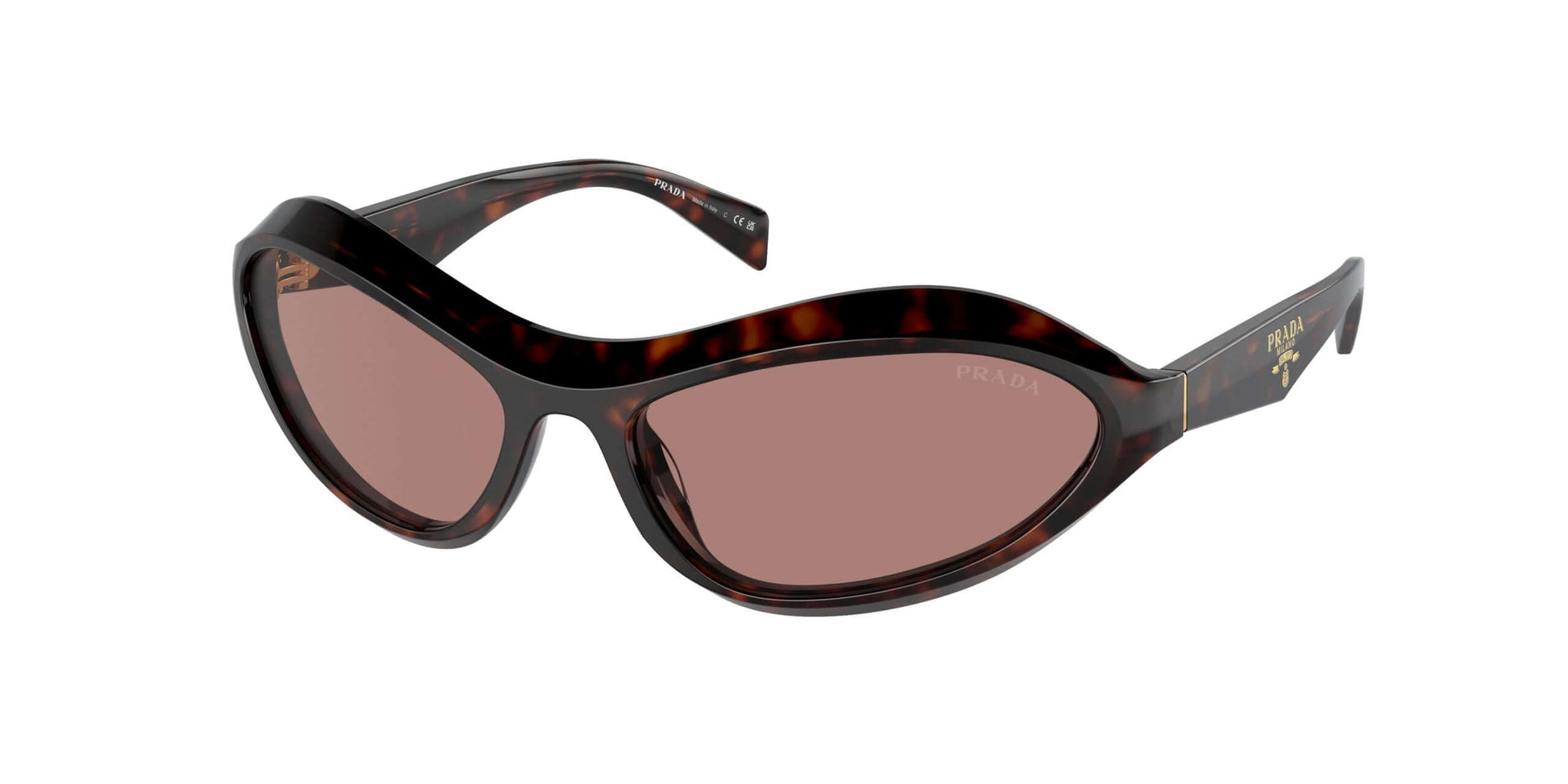 PRADA 0PR A20S sunglasses in tortoiseshell with stylish pink lenses, perfect for UV protection and enhancing your look.