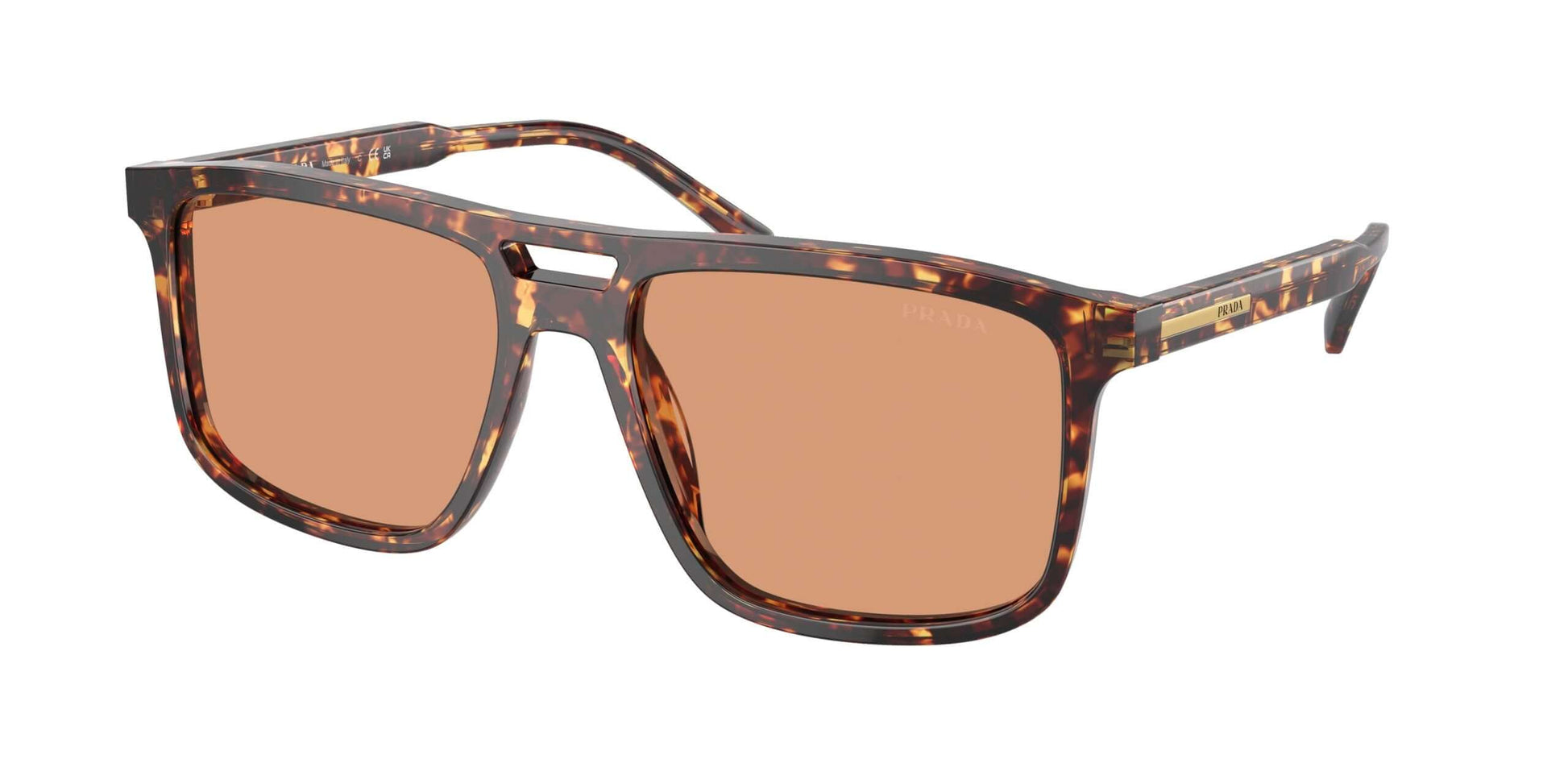 PRADA 0PR A22S sunglasses featuring a classic tortoiseshell frame and brown lenses, perfect for stylish sun protection.