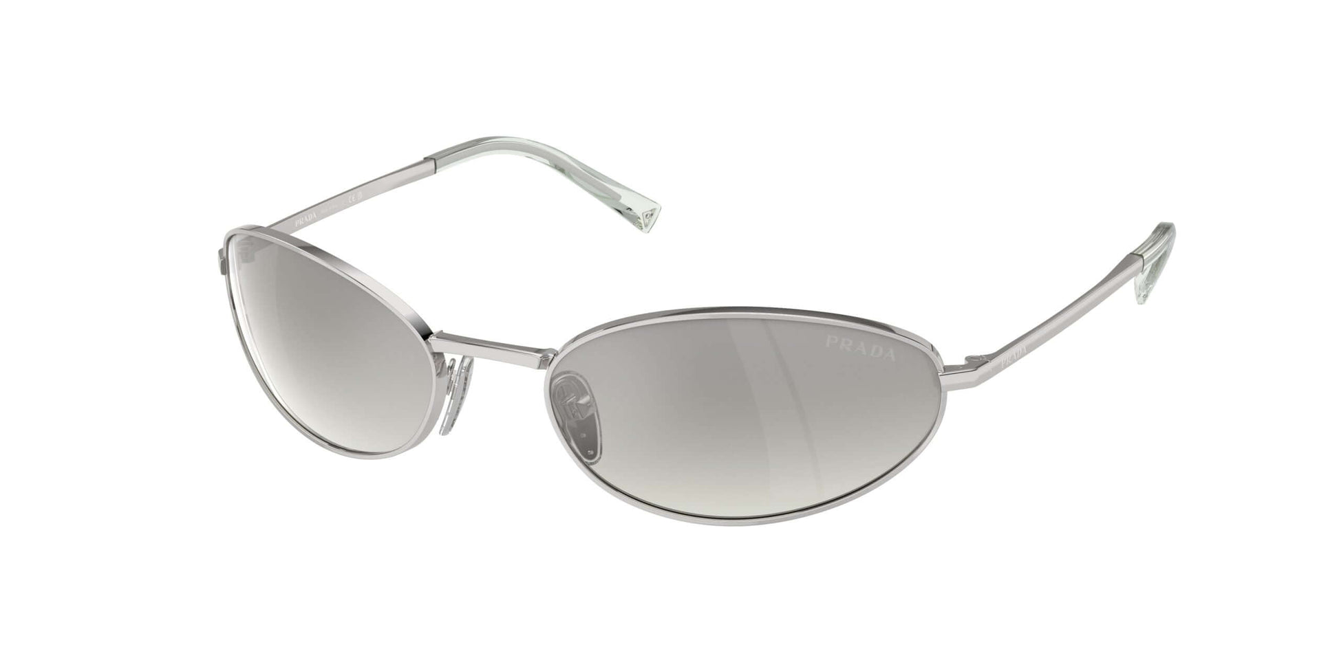 PRADA 0PR A59S sunglasses with sleek silver frame and tinted lenses, perfect for stylish protection from the sun.