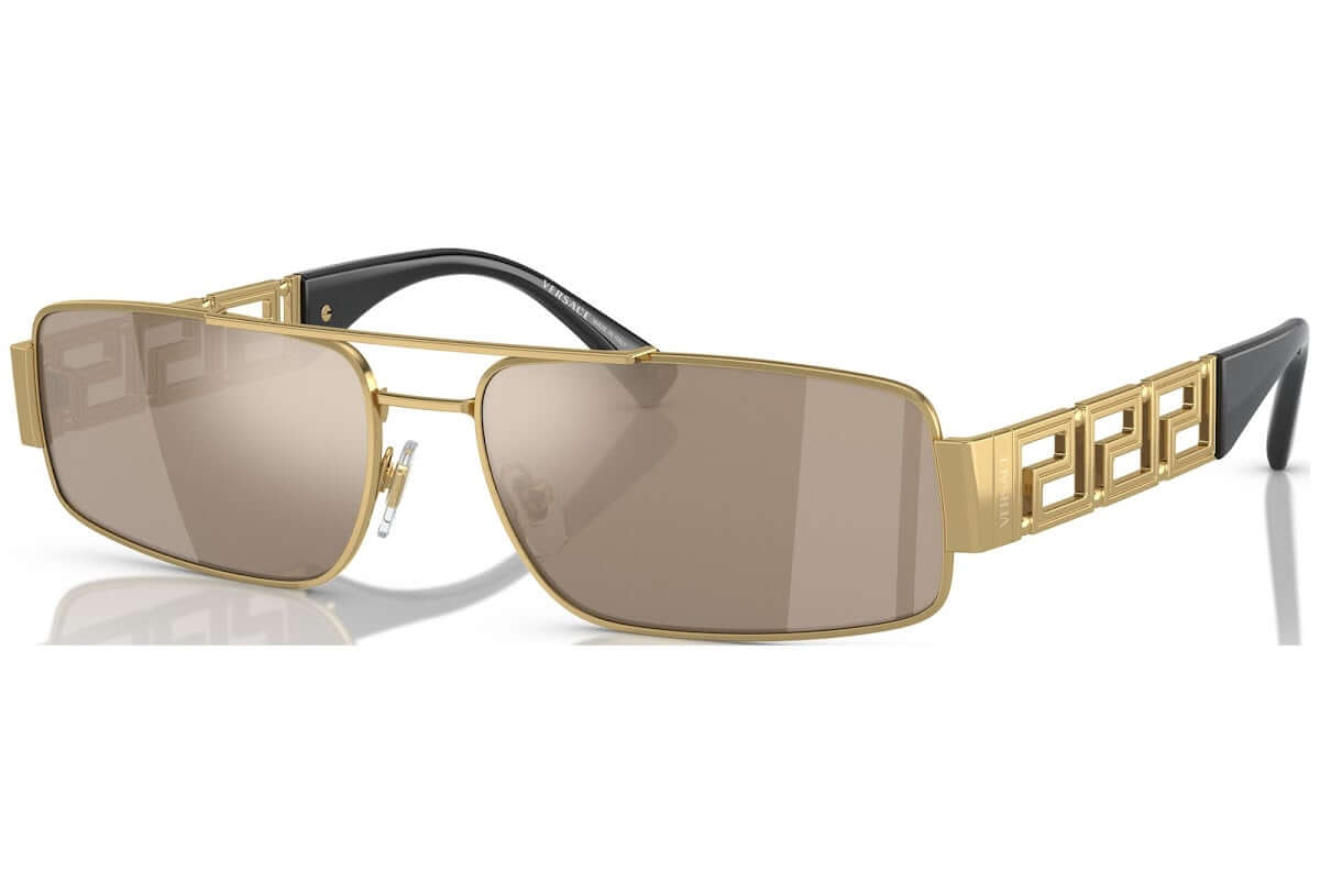 Versace 0VE2257 sunglasses featuring bold gold frames and stylish lens design for a fashionable look.