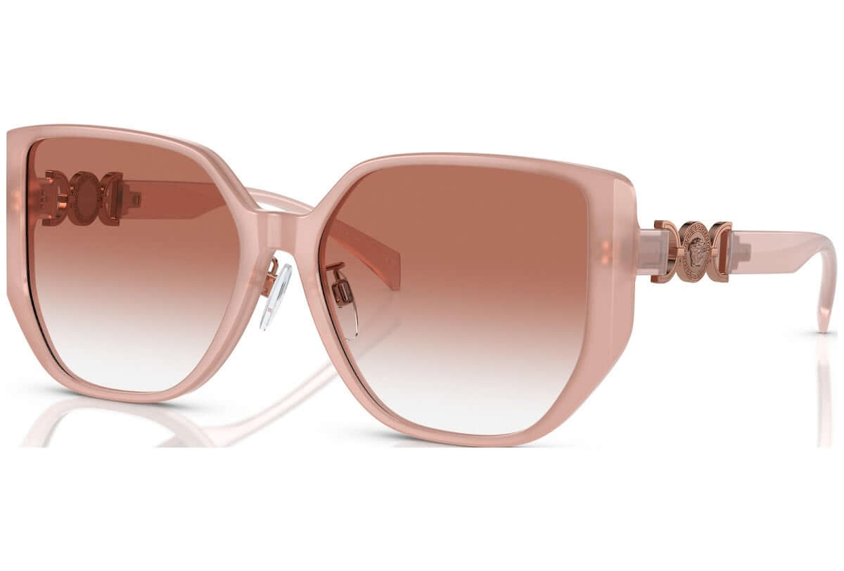 Versace 0VE4449D sunglasses with oversized pink frames and gradient lenses, showcasing luxury eyewear design.