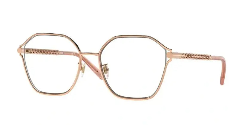 Versace 0VE1299D fashionable eyewear, octagonal rose gold frame, sophisticated design for modern style.