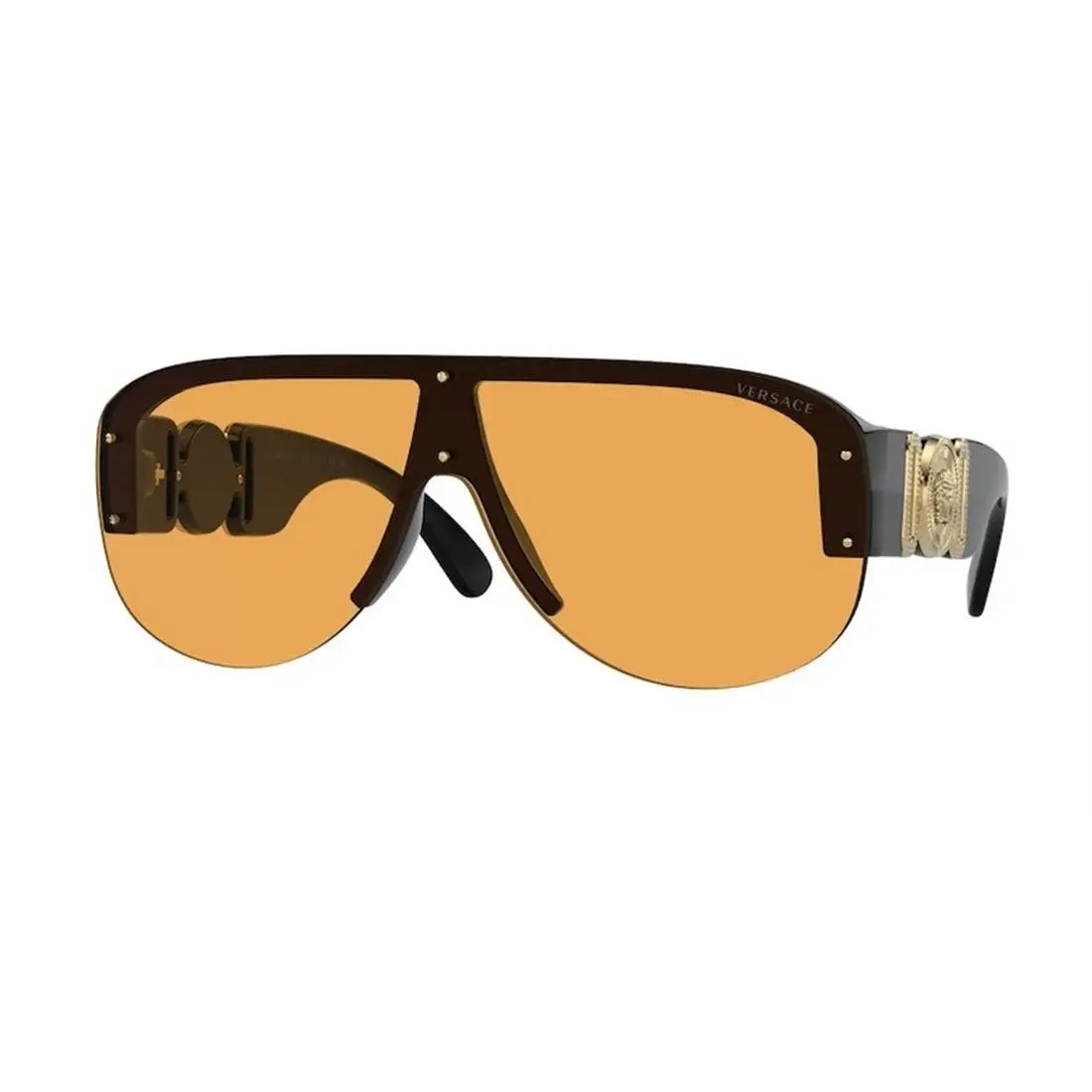 Versace 0VE4391 oversized sunglasses with orange lenses and gold-accented arms, perfect for a stylish summer look.