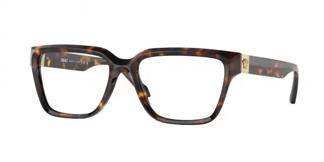 Versace 0VE3357 stylish tortoiseshell eyeglasses, featuring a chic oversized design for a fashionable look.